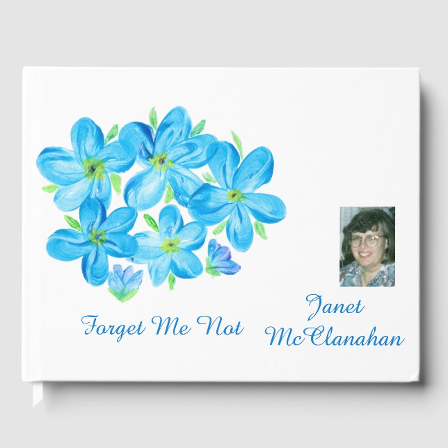 Forget Me Not Painted Flower Cluster | Photo Name Guest Book (Front)