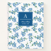 Forget Me Not Pattern Monogrammed Notebook (Front)