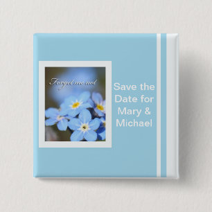 Forget-Me-Not photo on blue 2 Inch Square Button
