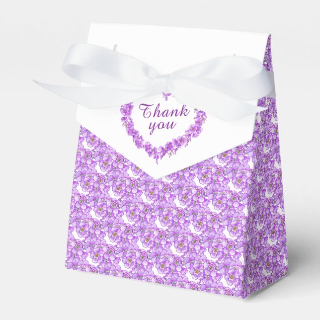 Forget-me-not purple white art thank you gift favor box (Front Side)