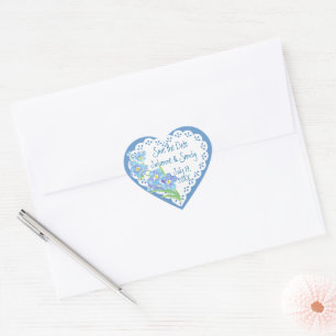 Forget me not Save the Date Customize Flower  Heart Sticker