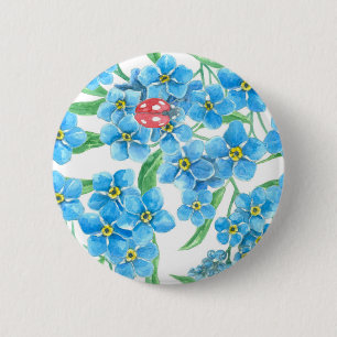 Forget me not seamless floral pattern 2 inch round button