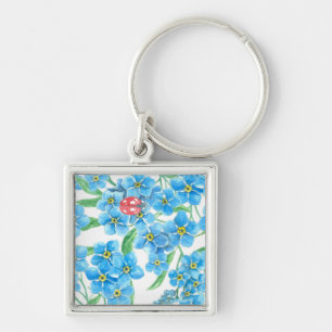 Forget me not seamless floral pattern keychain