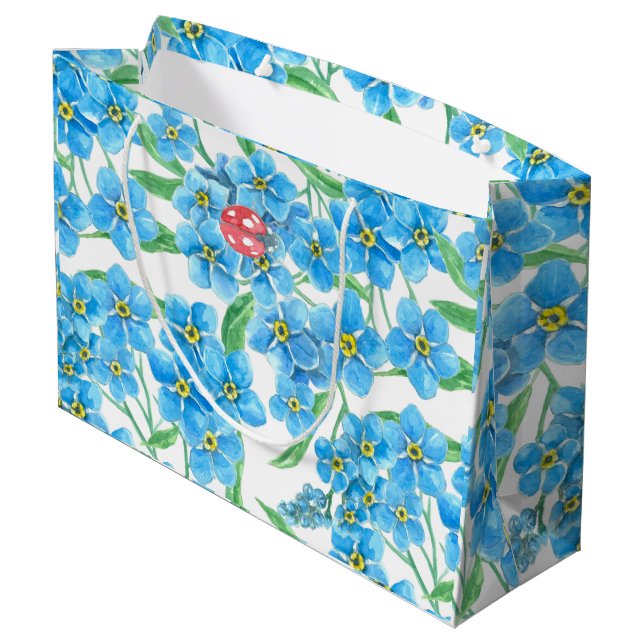 Forget me not seamless floral pattern large gift bag (Back Angled)