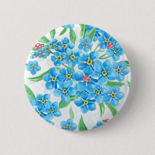 Forget me not seamless pattern 2 inch round button