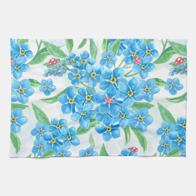 Forget me not seamless pattern kitchen towel (Horizontal)