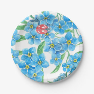 Forget me not seamless pattern paper plate