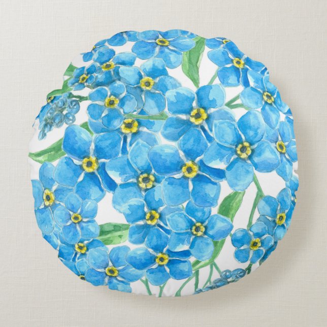 Forget me not seamless pattern round pillow (Front)