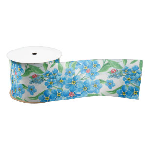 Forget me not seamless pattern satin ribbon