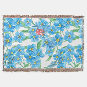Forget me not seamless pattern throw blanket