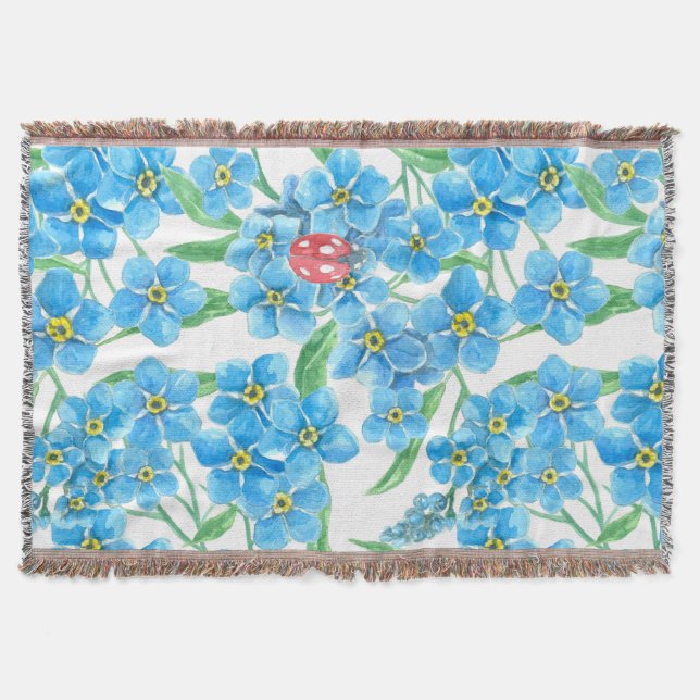 Forget me not seamless pattern throw blanket (Front)