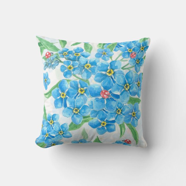 Forget me not seamless pattern throw pillow (Front)