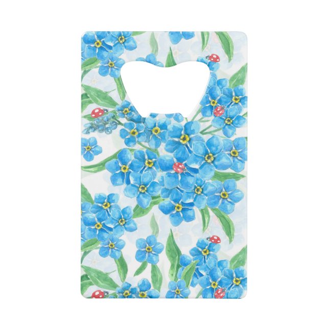 Forget me not seamless pattern wallet bottle opener (Front)