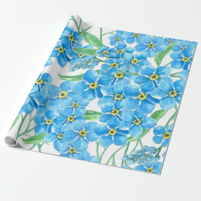 Forget me not seamless pattern wrapping paper (Unrolled)