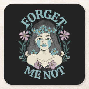 Forget Me Not Square Paper Coaster