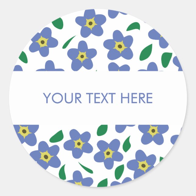 Forget Me Not Stickers, Circle Round Labels (Front)
