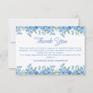 Forget Me Not Sympathy Floral Memorial Funeral Thank You Card
