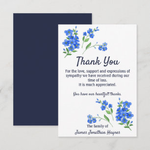 Forget Me Not Thank You Funeral Sympathy Card