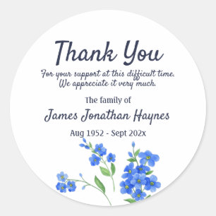Forget Me Not Thank You Funeral Sympathy Classic Round Sticker