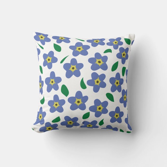 Forget Me Not Throw Pillow, Floral Pillow, Flowers Pillow (Front)
