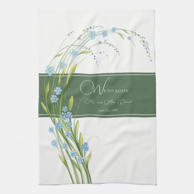 Forget-Me-Not Vow Renewal 10 Years Kitchen Towel (Vertical)