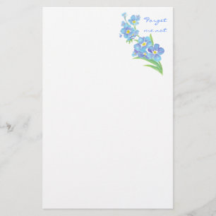 Forget me not, Watercolor Flower Garden Stationery