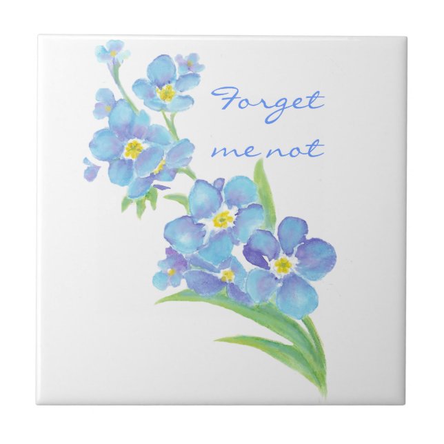 "Forget me not", Watercolor Flower Garden Tile (Front)