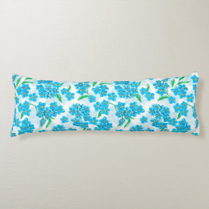 Forget me not watercolor flowers body pillow