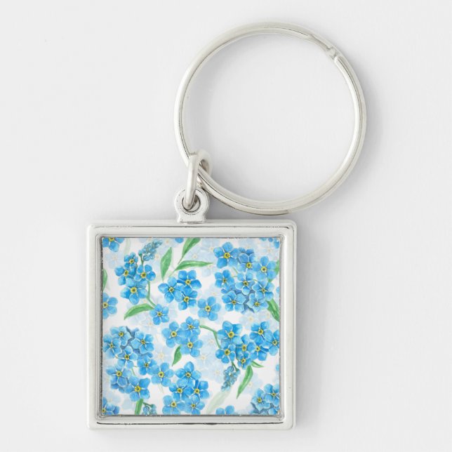 Forget me not watercolor flowers keychain (Front)