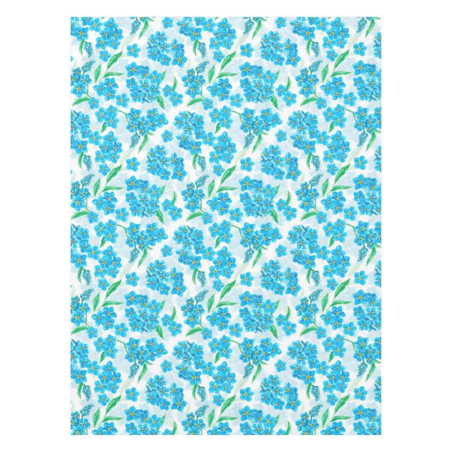Forget me not watercolor flowers tablecloth (Front)