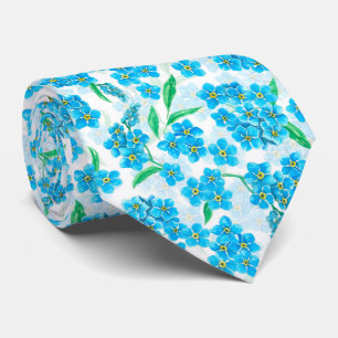 Forget me not watercolor flowers tie