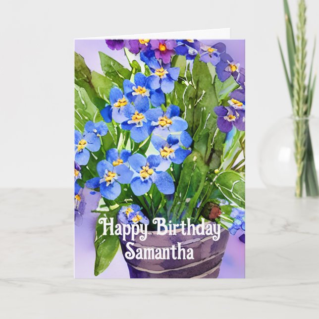 Forget me not watercolor Happy Birthday Card (Front)