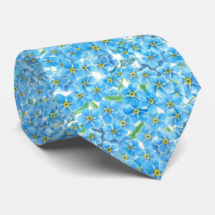 Forget me not watercolor tie