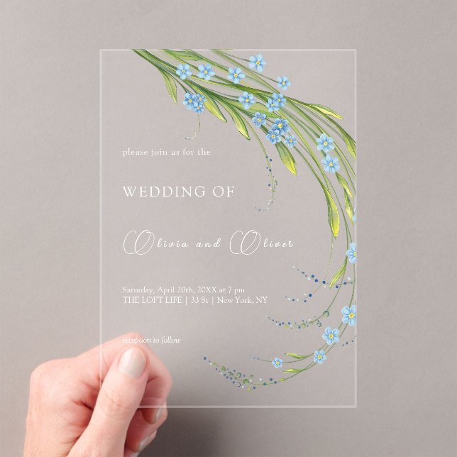 Forget-Me-Not Wedding Acrylic Invitations (Insitu (Handheld))