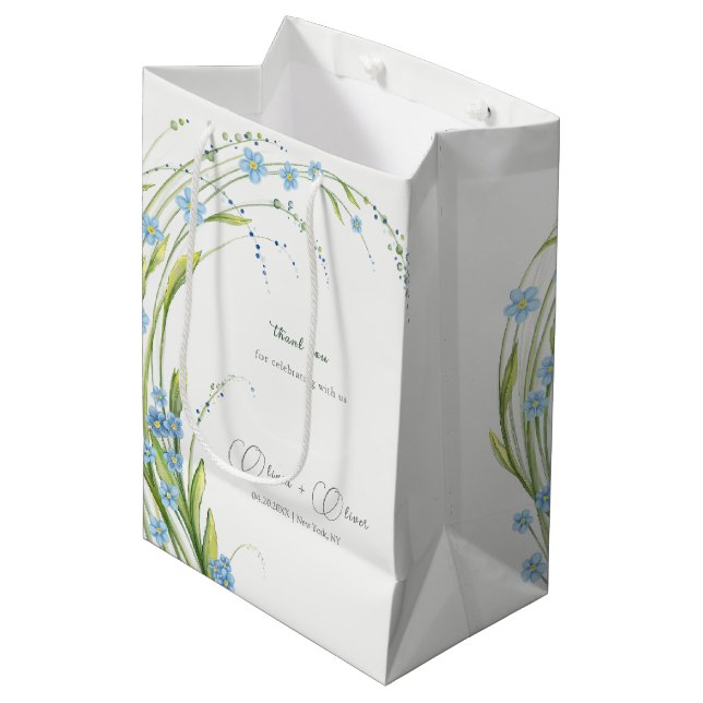 Forget-Me-Not Wedding Medium Gift Bag (Front Angled)