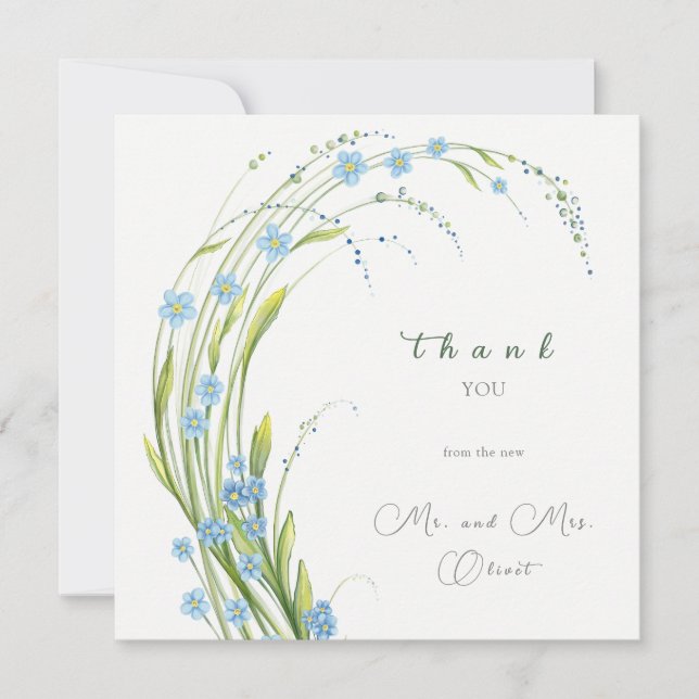 Forget-Me-Not Wedding Thank You Card (Front)