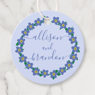 Forget Me Not Wreath Wedding Gift Tag, Favour Tag