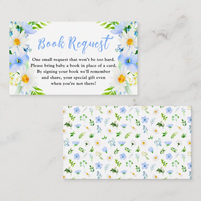 Forget-Me-Nots and Daisies Baby Book Request Enclosure Card (Front/Back)
