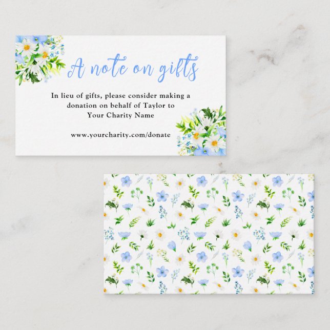 Forget Me Nots and Daisies Birthday A Note On Gift Enclosure Card (Front/Back)