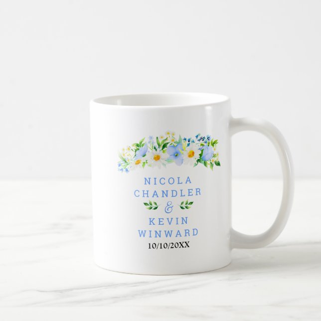Forget-Me-Nots and Daisies Floral Wedding Coffee Mug (Right)