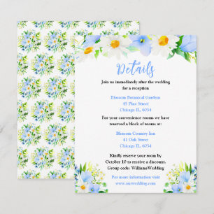Forget-Me-Nots and Daisies Floral Wedding Details Enclosure Card