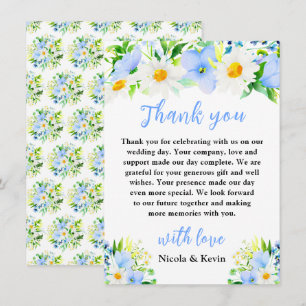 Forget-Me-Nots and Daisies Floral Wedding Thank You Card