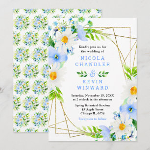 Forget Me Nots and Daisies Wedding Invitation