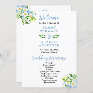 Forget-Me-Nots and Daisies Wedding Program