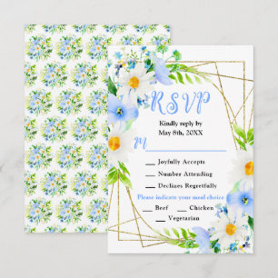 Forget Me Nots and Daisies Wedding RSVP Card