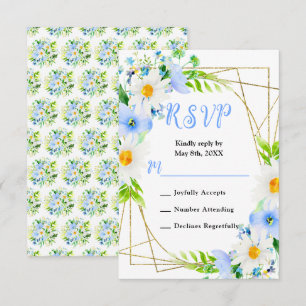 Forget Me Nots and Daisies Wedding RSVP Card