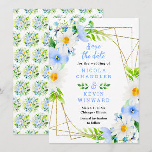 Forget Me Nots and Daisies Wedding Save The Date