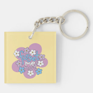 Forget-Me-Nots and Message on Vibrant Floral Motif Keychain