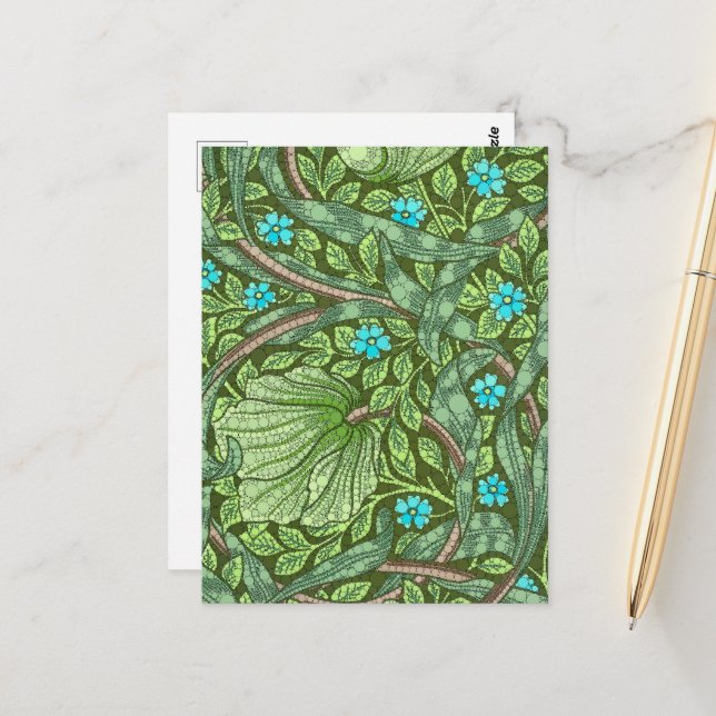 Forget-Me-Nots, Infinity Dots by After Morris Postcard (Front/Back In Situ)