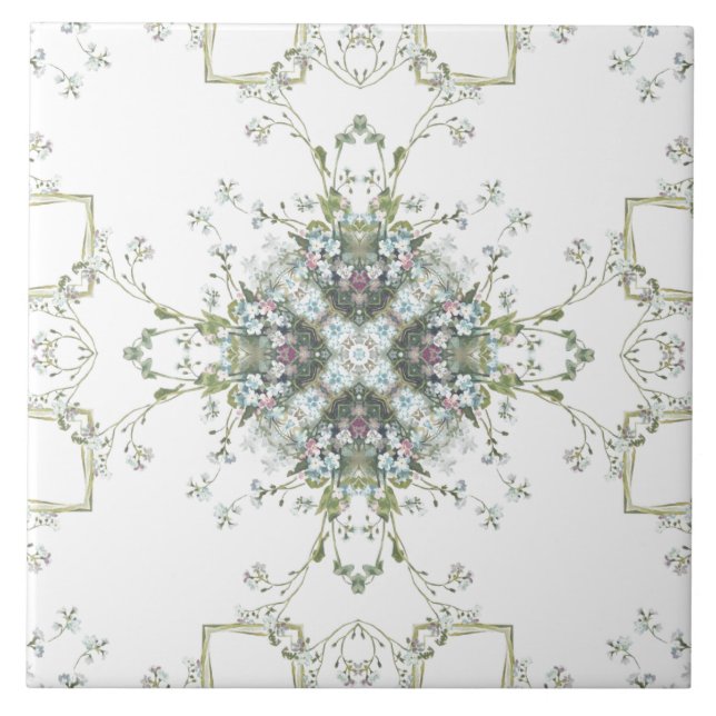 Forget me nots kaleidoscope pattern tile (Front)